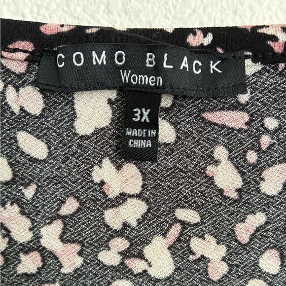 Como Black Women Crew-Neck Front Twist Black Top 3X - Picture 10 of 12